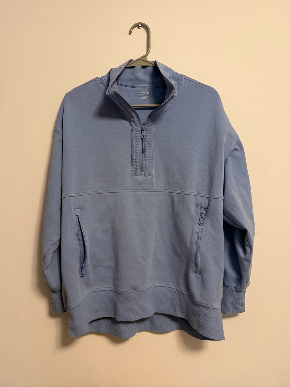 Light Blue High-Neck Quarter-Zip Pullover Sweater